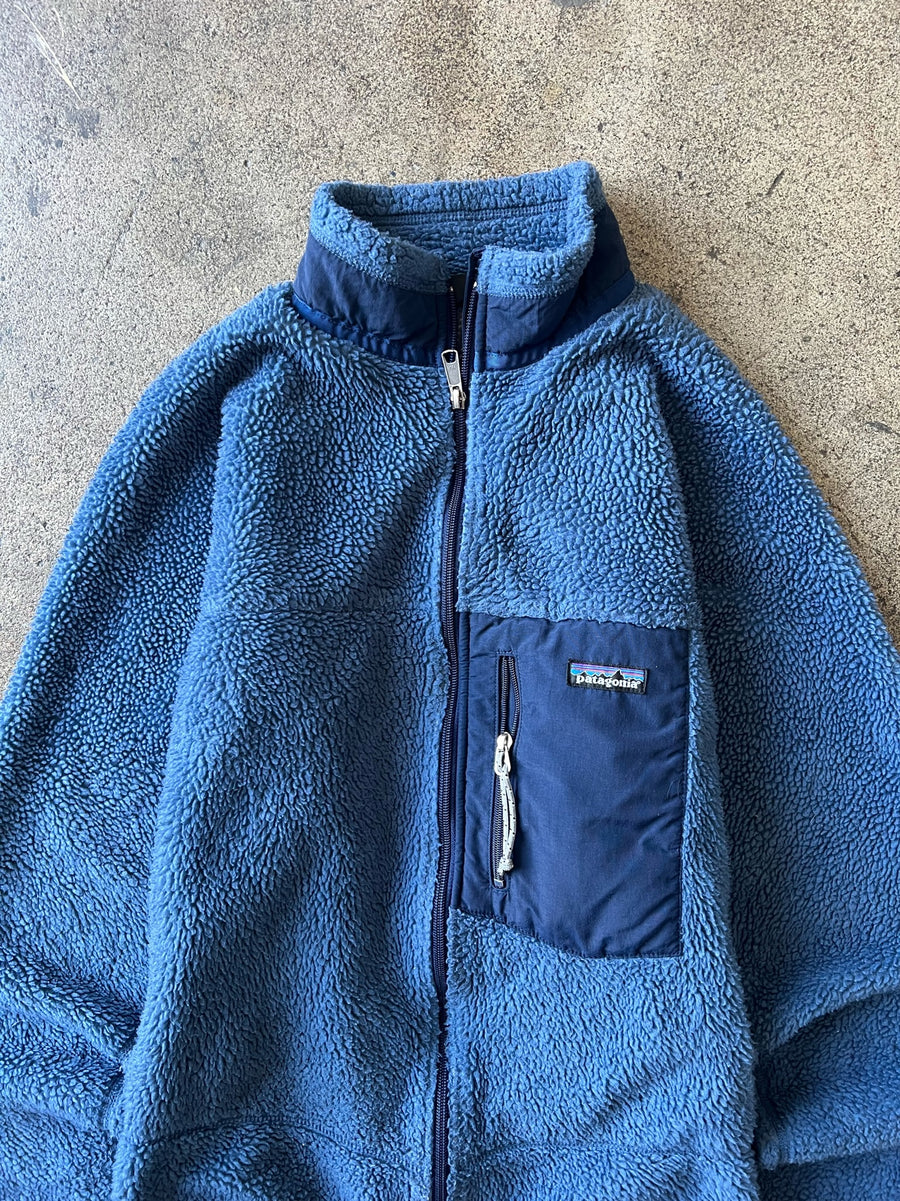 1990s Patagonia Blue Deep Pile Fleece Jacket