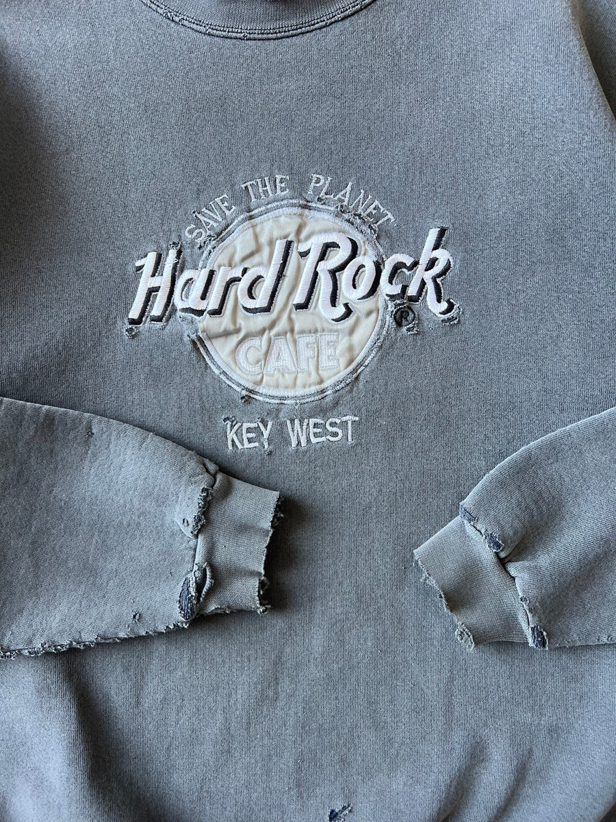 1990s Hard Rock Faded Black Crewneck