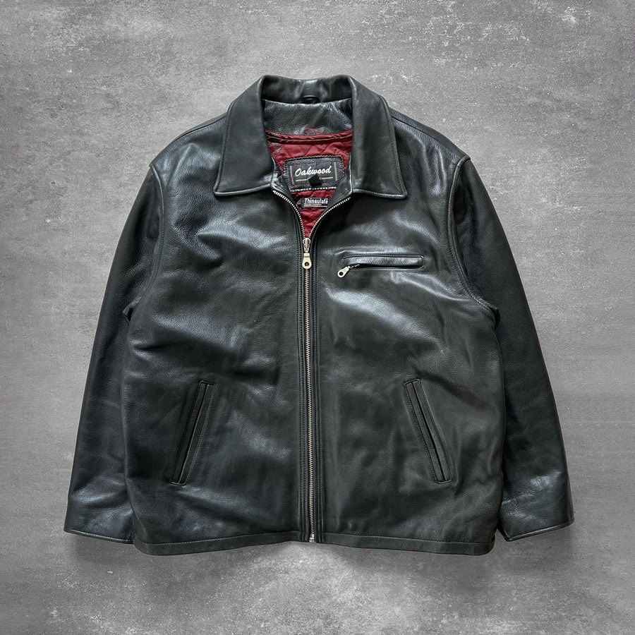 1990s Oakwood Buckle Back Leather Jacket