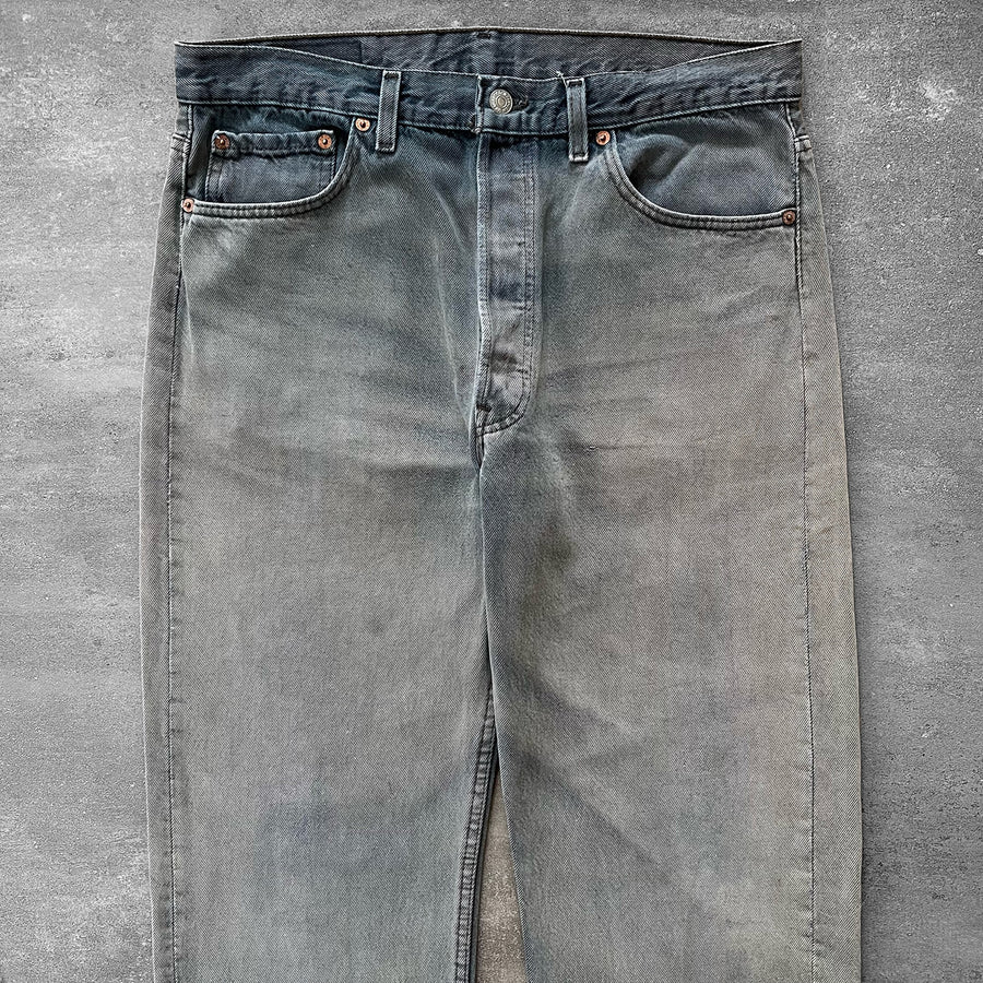 1990s Levi's 501 Ombre Blue Gray Jeans 33