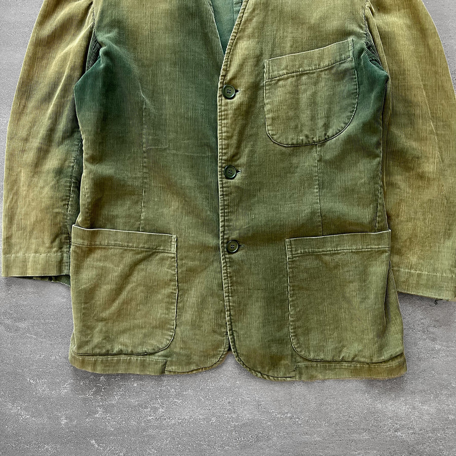 1970s Sun Faded Green Corduroy Chore Coat