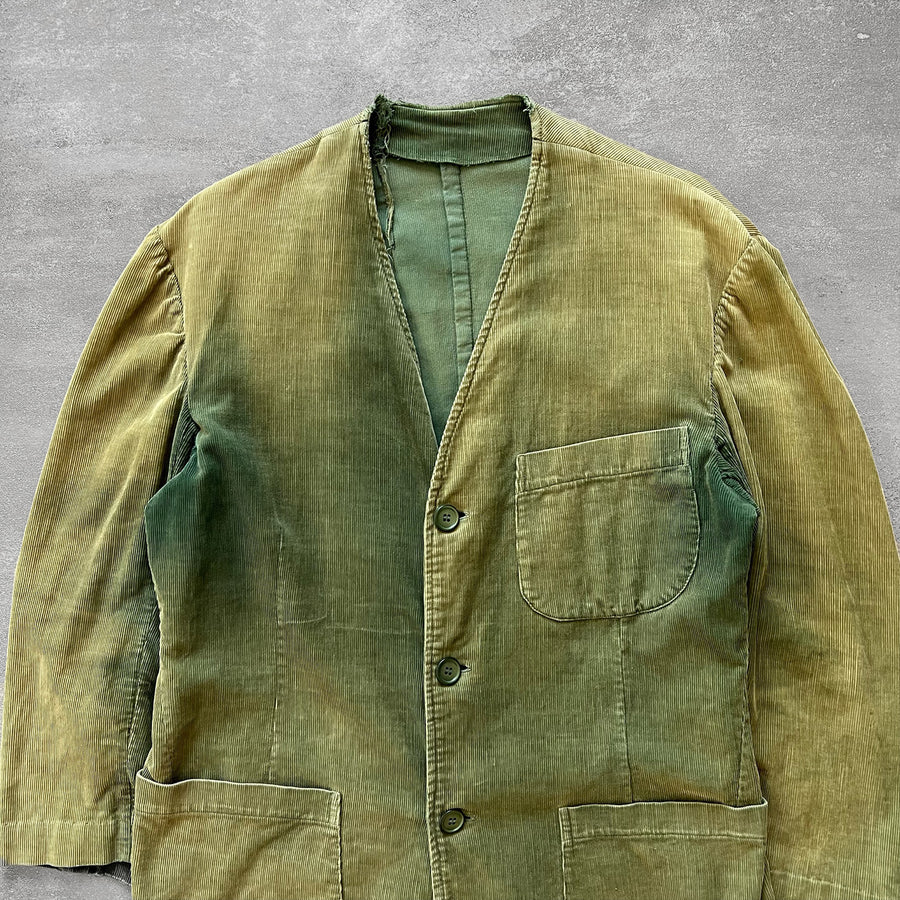 1970s Sun Faded Green Corduroy Chore Coat
