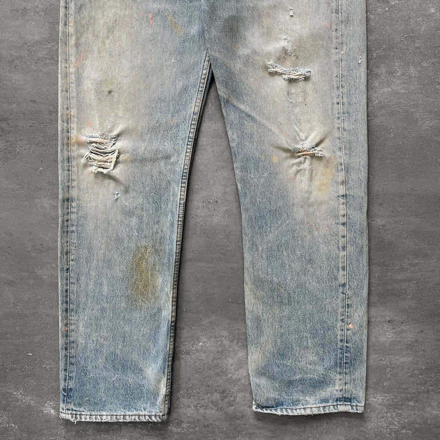 1990s Levi's 501 Jeans Light Wash Paint 33