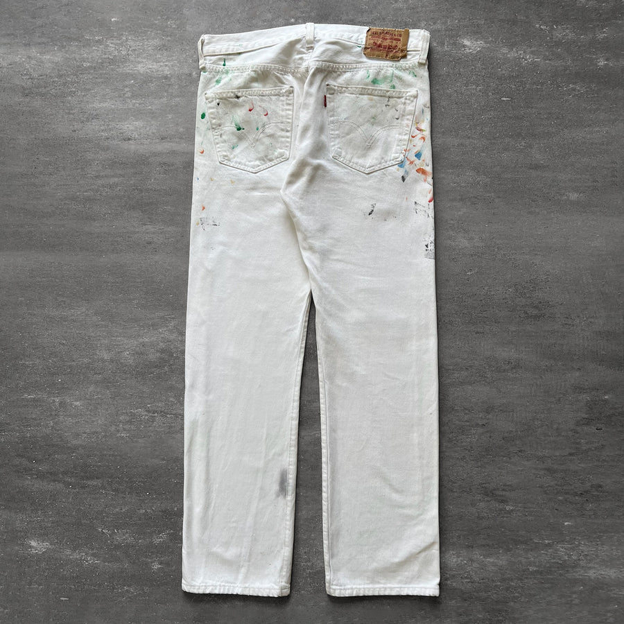 2000s Levi's 501 Jeans White Paint 35