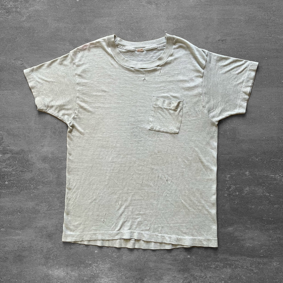 1980s Faded Gray Single Stitch Pocket Tee