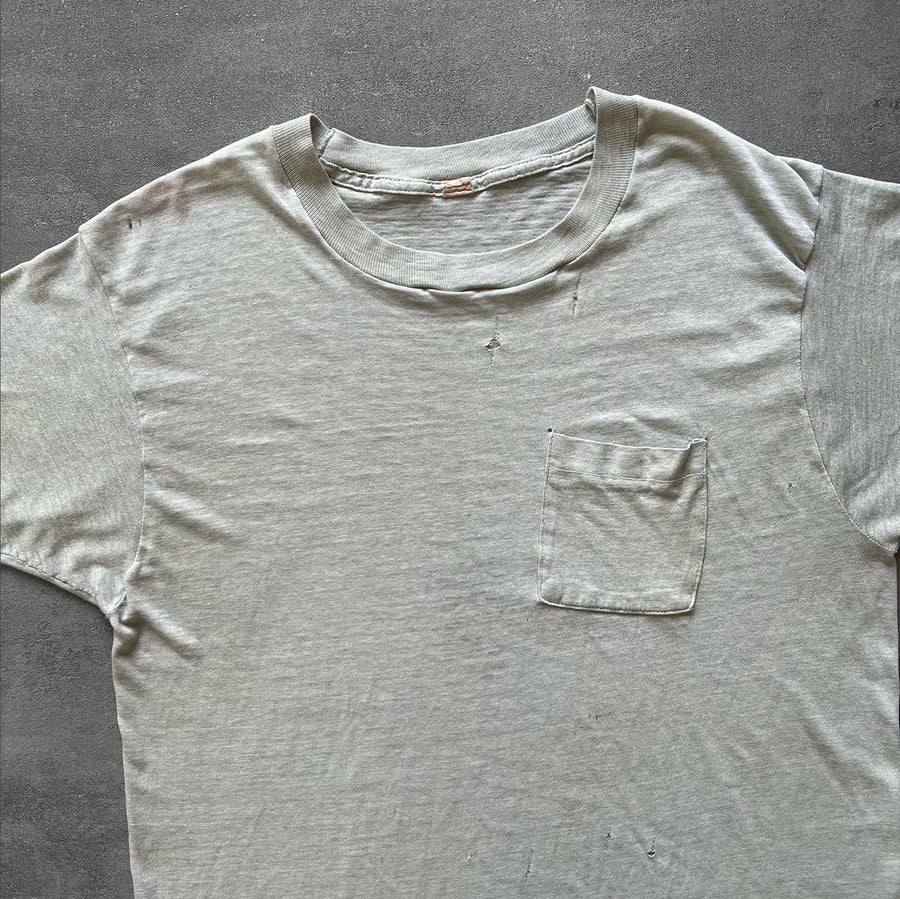 1980s Faded Gray Single Stitch Pocket Tee