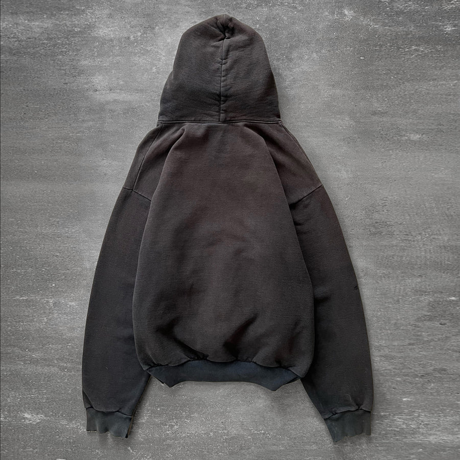 1990s Faded Black Heavyweight Cotton Hoodie