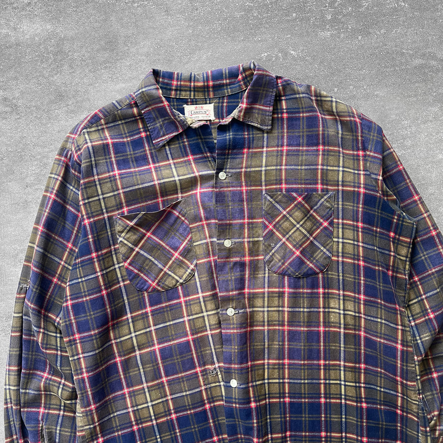 1950s Campus Faded Plaid Shirt