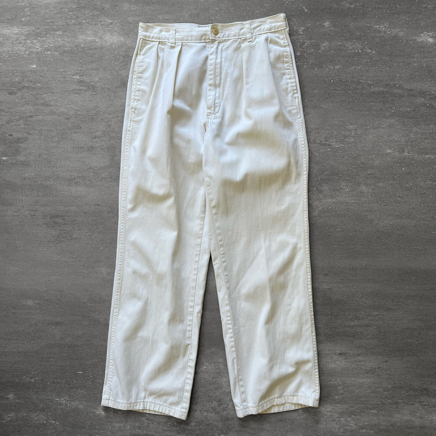 1990s Polo Ralph Lauren White Pleated Trousers 29