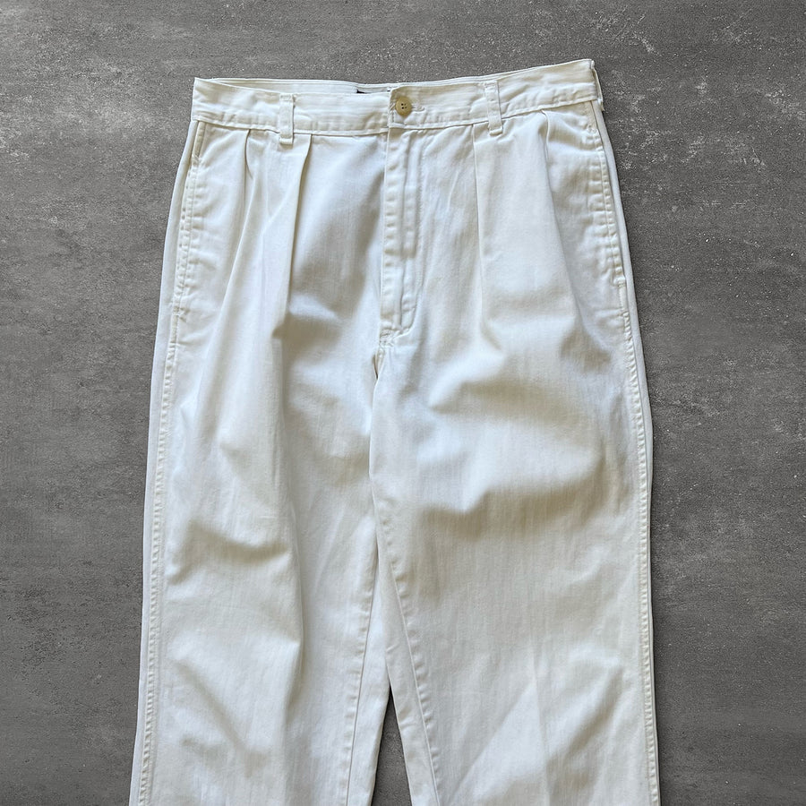 1990s Polo Ralph Lauren White Pleated Trousers 29
