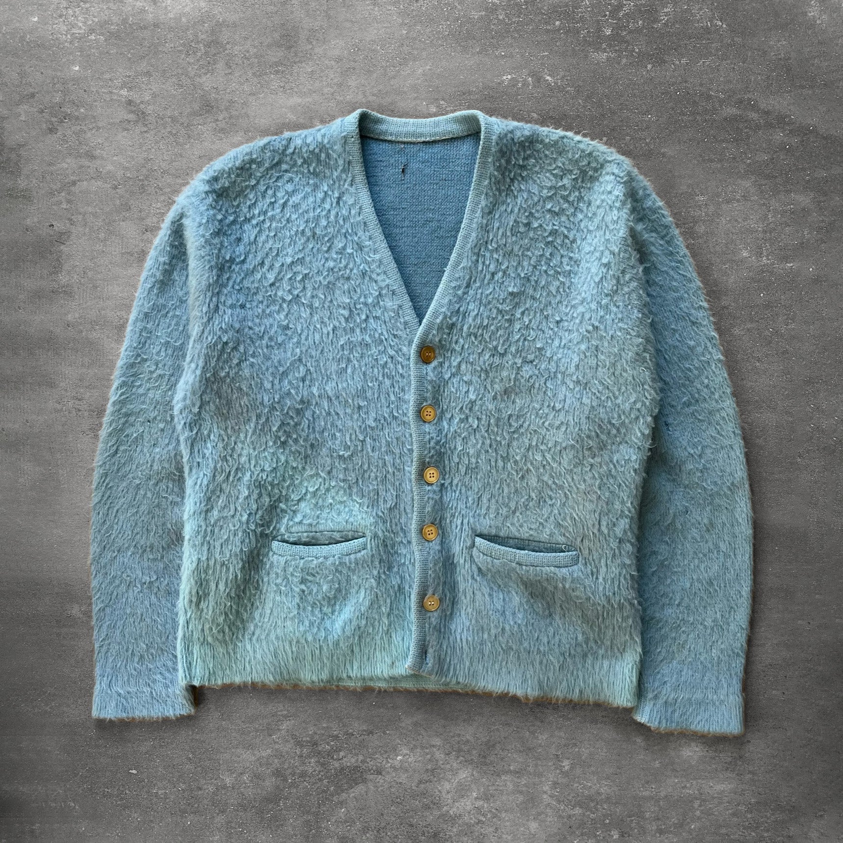 1960s Mohair Baby Blue Cardigan Ametora