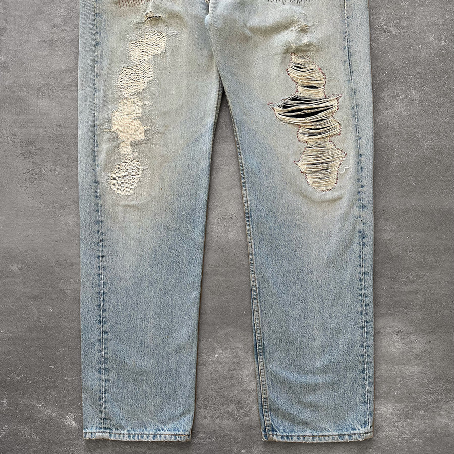 1990s Levi's 501 Jeans Light Wash Repairs 34