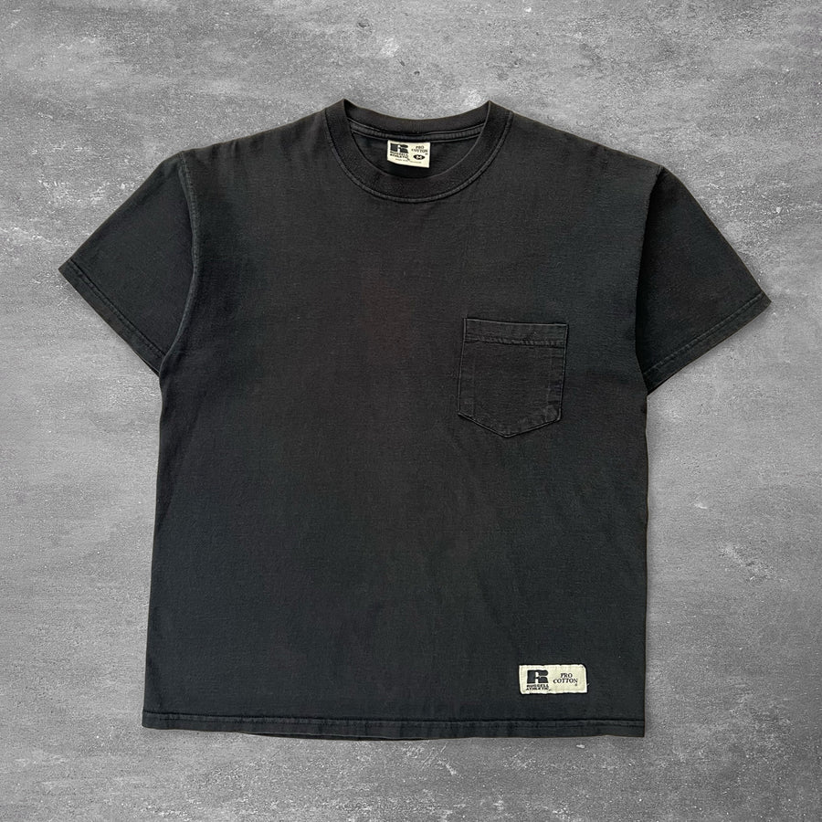 2000s Russell Faded Black Pocket Tee