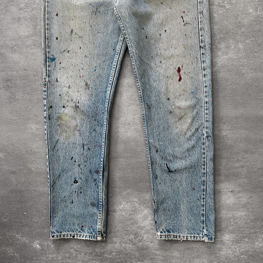 1990s Levi's 505 Orange Tab Jeans Paint 31