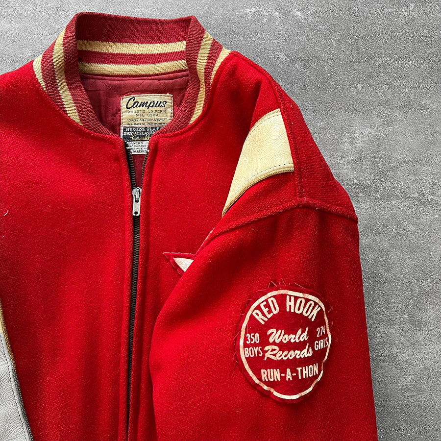 1970s Campus Red Hook Varsity Jacket