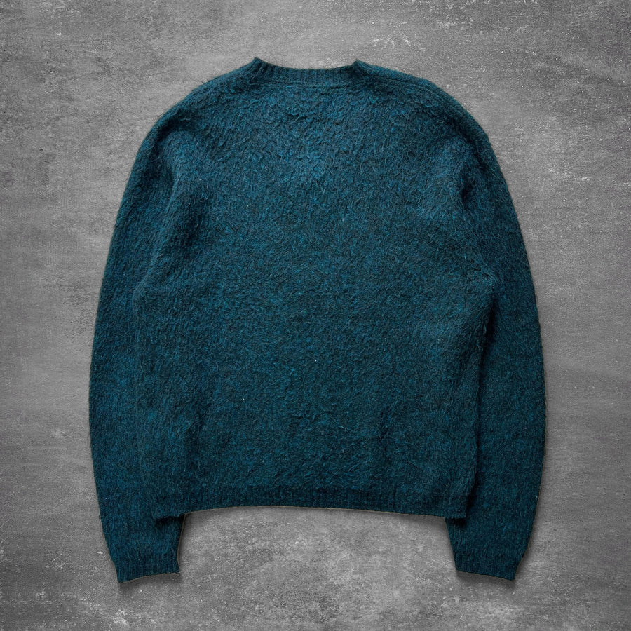 1970s Mohair Black Blue Sweater