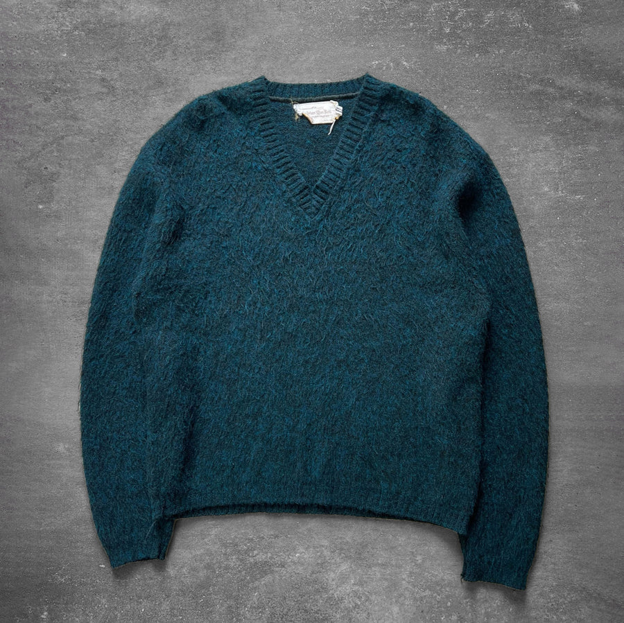 1970s Mohair Black Blue Sweater