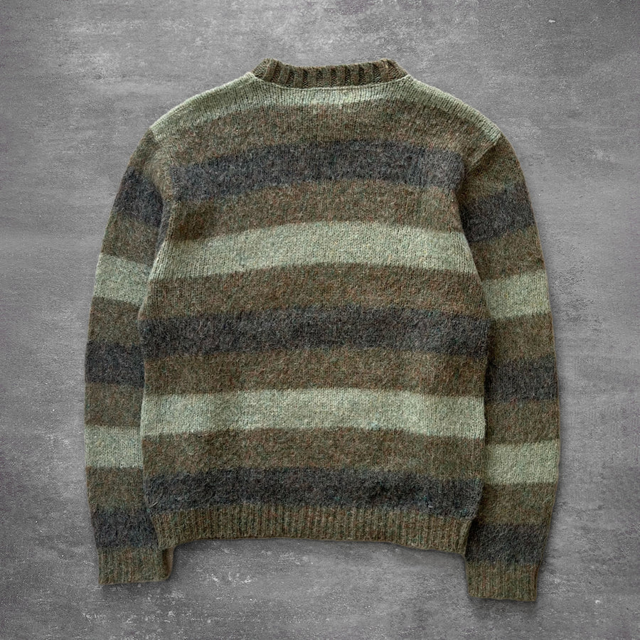 1960s Catalina Sage Green Stripe Mohair Sweater