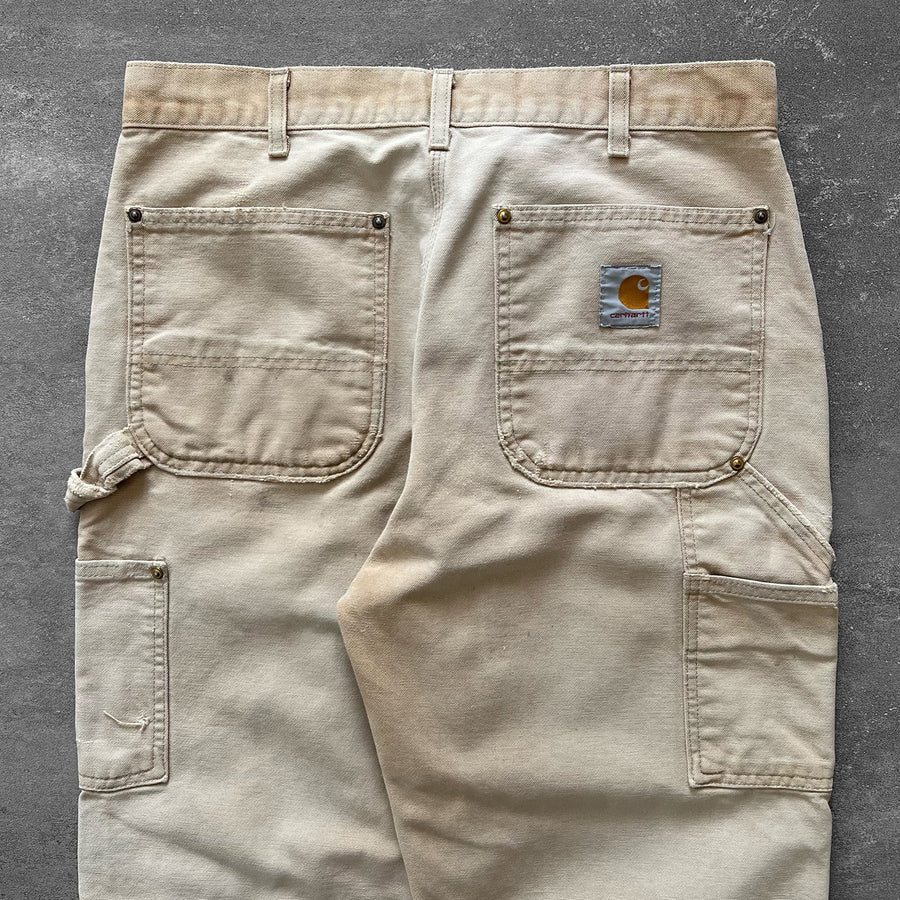 1990s Carhartt Double Knees Faded Tan Thrashed 32