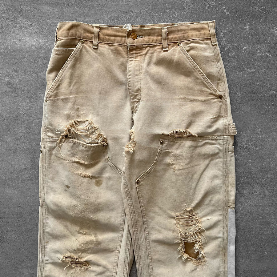 1990s Carhartt Double Knees Faded Tan Thrashed 32