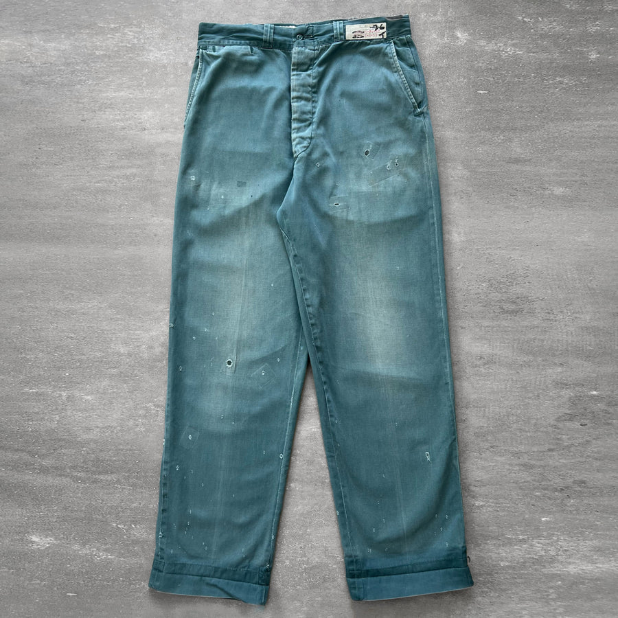 1950s Military Chinos Faded Seafoam 32