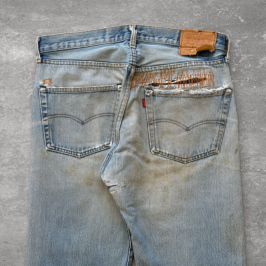 1970s Levi's 501 Jeans Selvedge Repaired 33