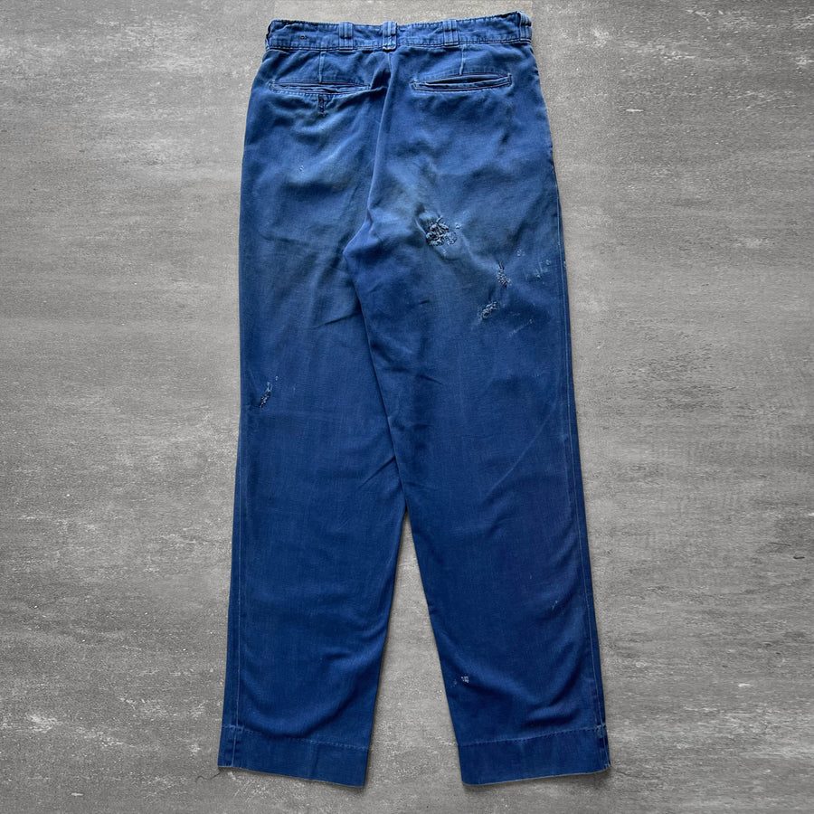 1950s Military Chinos Faded Blue 30