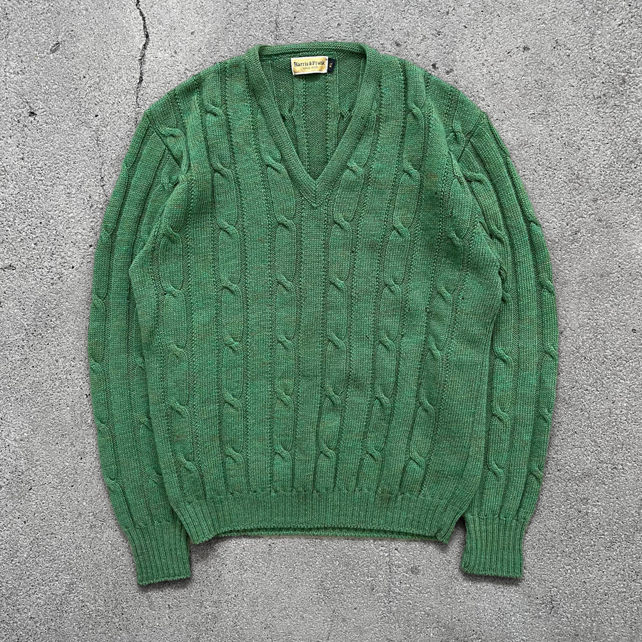 1980s Cable Knit Wool Sweater Green