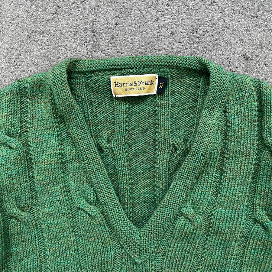 1980s Cable Knit Wool Sweater Green