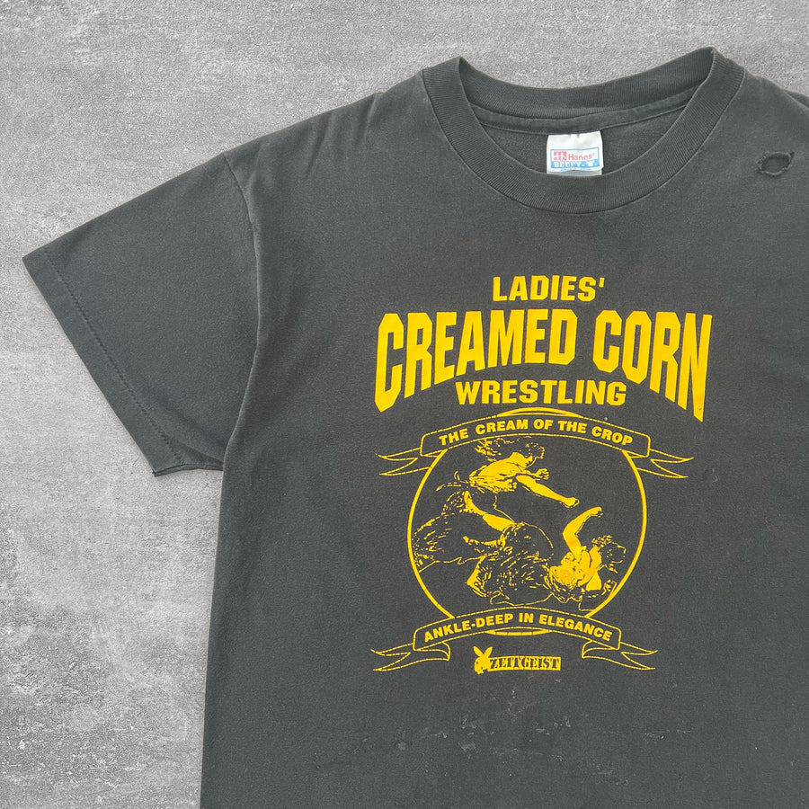 1990s Hanes Beefy 'Creamed Corn Wrestling' Tee