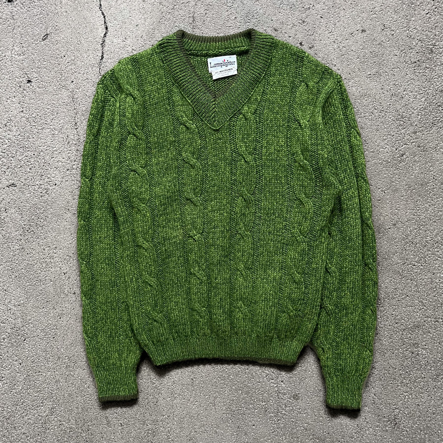 1970s Chunky V-Neck Sweater Green