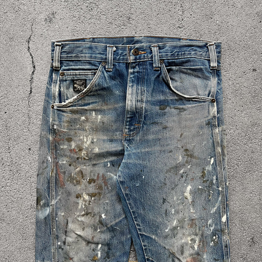1990s Pointer Cone Denim White Oak Paint Jeans 32 x 30