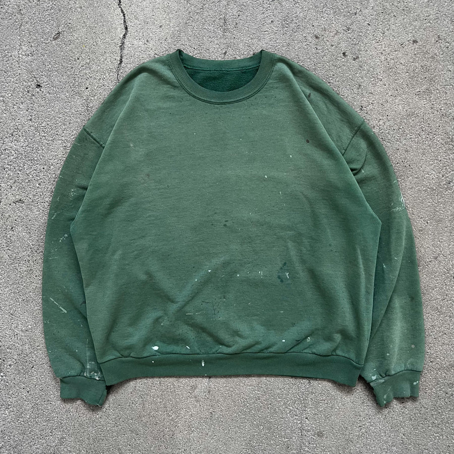 1990s Sun Faded Paint Green Sweatshirt