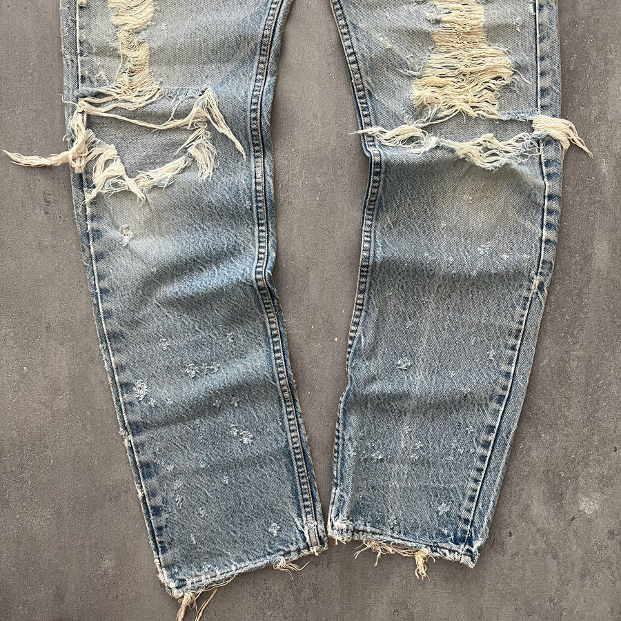1990s Levi's 505 Orange Tab Thrashed Jeans 31 x 32