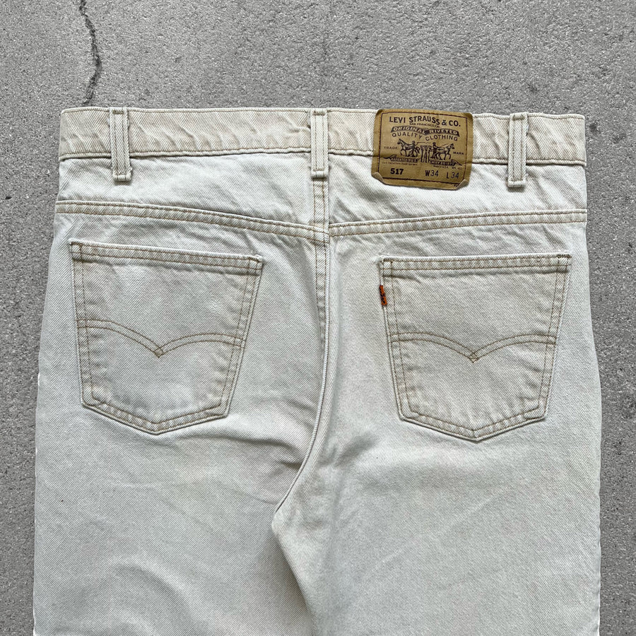 1990s Levi's Orange Tab 517 Jeans Cream 33 x 27