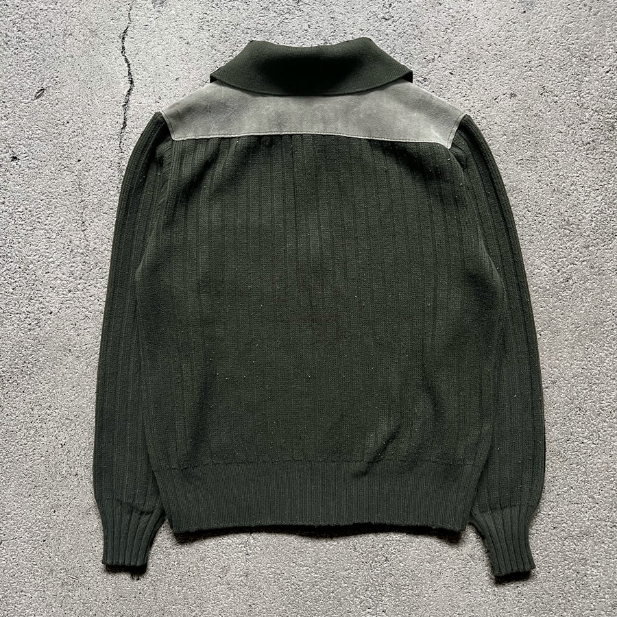 1970s Suede Green Zip-Up Sweater