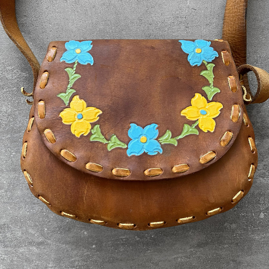 1970s Western Flower Bag Leather