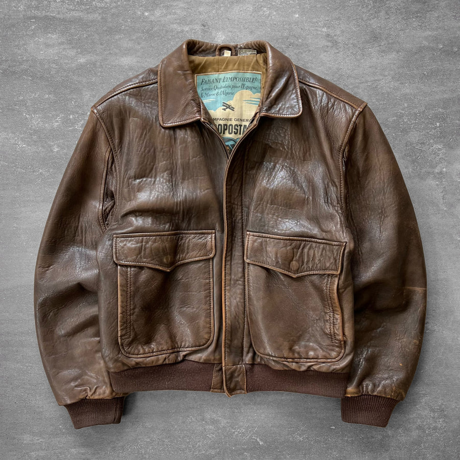 1980s Aeropostale A-2 Leather Bomber Jacket 1980s Aeropostale A-2 Leather Bomber Jacket