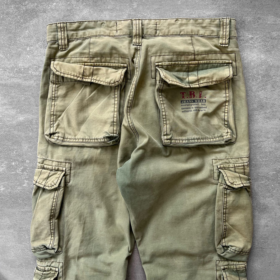 2000s TBJ Jeans Cargo Sun Faded Army Pants 35