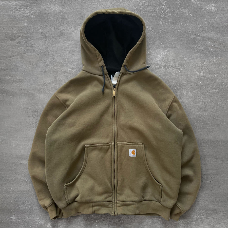 1990s Carhartt Hoodie Faded Olive