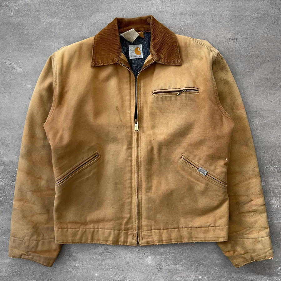 1980s Carhartt Detroit Jacket Faded Brown Distressed