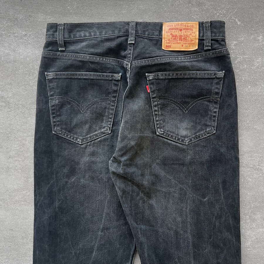 1990s Levi's 505 Jeans Faded Black 33