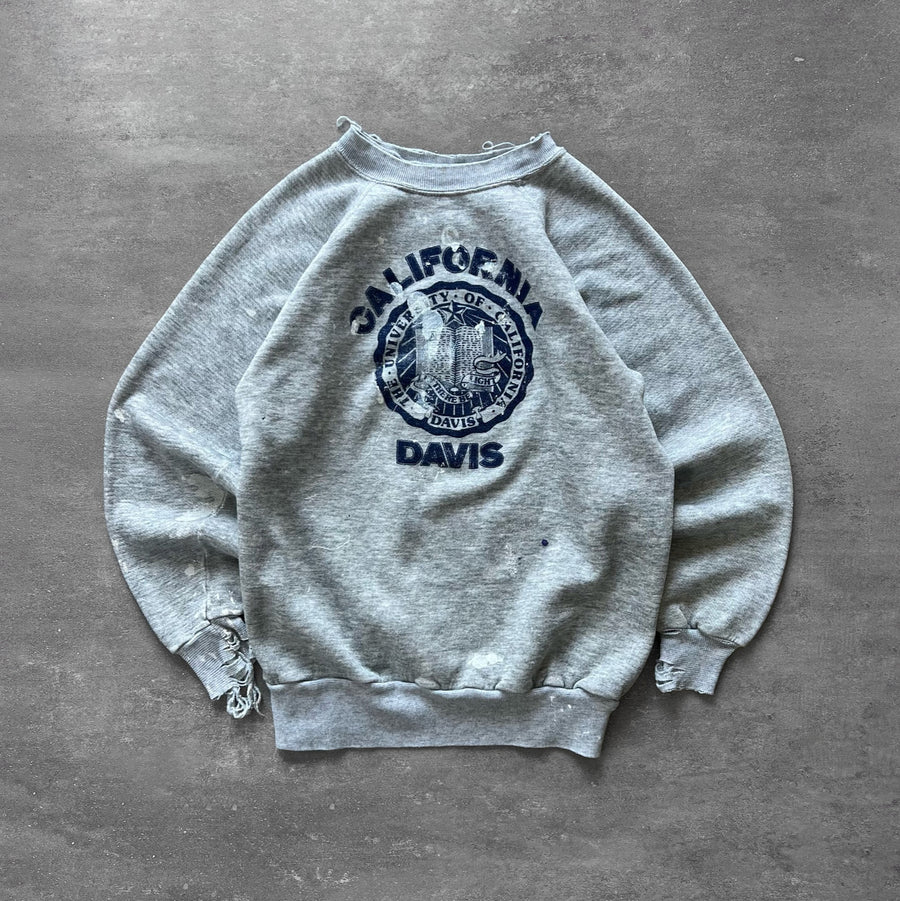 1980s UC Davis Raglan Sweatshirt Thrashed
