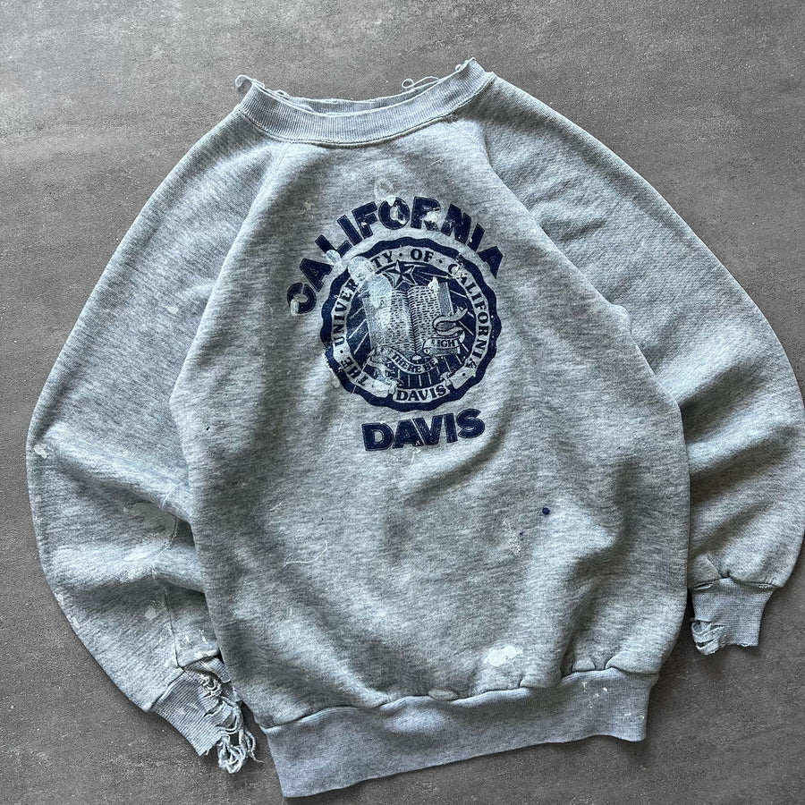 1980s UC Davis Raglan Sweatshirt Thrashed
