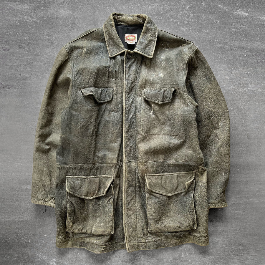 1980s Banana Republic Distressed Leather Parka