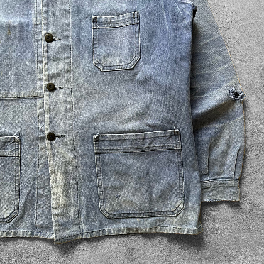 1980s French Work Jacket Sun Faded