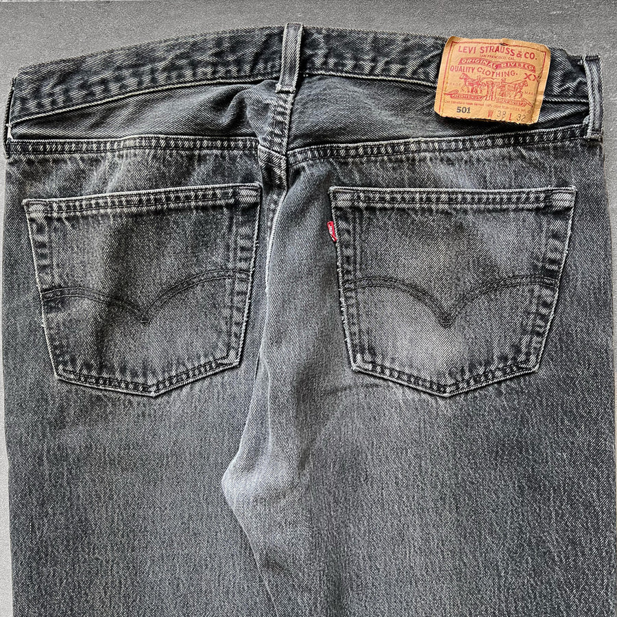 1990s Levi's 501 Jeans Faded Black 35