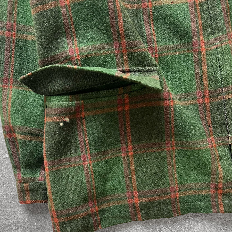 1960s Green Plaid Coat