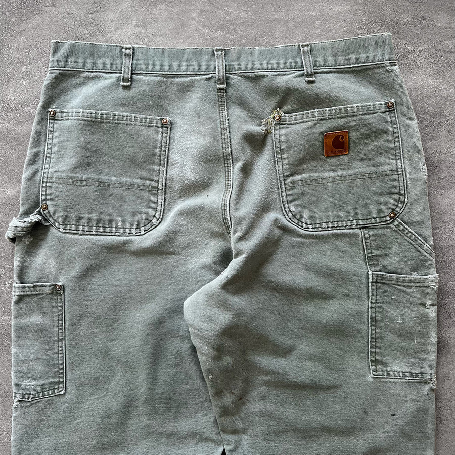 2000s Carhartt Double Knees Moss Green Thrashed 35 x 30