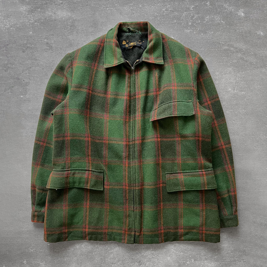 1960s Green Plaid Coat